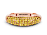 Rose gold Three-Row Pavé Round Yellow Sapphire Dome Band_18