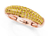 Rose gold Three-Row Pavé Round Yellow Sapphire Dome Band_19