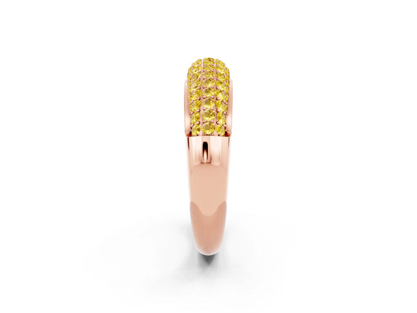 Rose gold Three-Row Pavé Round Yellow Sapphire Dome Band