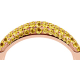 Rose gold Three-Row Pavé Round Yellow Sapphire Dome Band_22