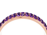 Rose gold Three-Row Round Amethyst Eternity Band with Shared Prong Setting_10