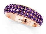 Rose gold Three-Row Round Amethyst Eternity Band with Shared Prong Setting_7