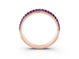 Rose gold Three-Row Round Amethyst Eternity Band with Shared Prong Setting_9