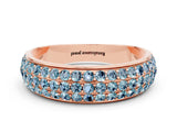 Rose gold Three-Row Round Aquamarine Eternity Band with Shared Prong Setting_6
