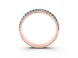 Rose gold Three-Row Round Aquamarine Eternity Band with Shared Prong Setting_9