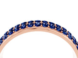 Rose gold Three-Row Round Blue Sapphire Eternity Band with Shared Prong Setting_10