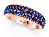 Rose gold Three-Row Round Blue Sapphire Eternity Band with Shared Prong Setting_7