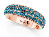 Rose gold Three-Row Round Blue Topaz Eternity Band with Shared Prong Setting_7