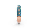 Rose gold Three-Row Round Blue Topaz Eternity Band with Shared Prong Setting_8