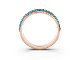 Rose gold Three-Row Round Blue Topaz Eternity Band with Shared Prong Setting_9