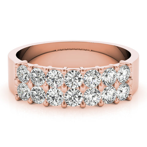 Rose gold Three-Row Round Diamond Channel Band with Shared Prong Setting 1