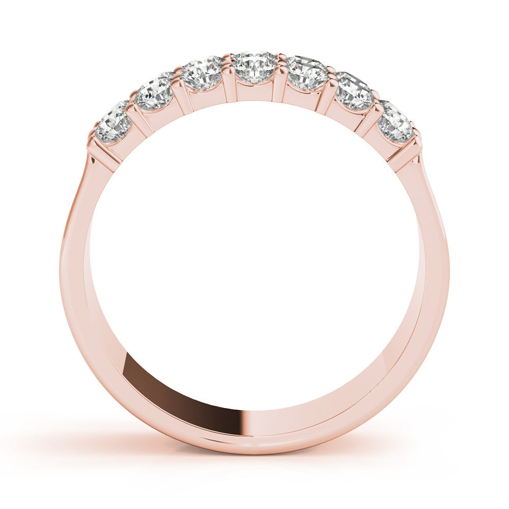 Rose gold Three-Row Round Diamond Channel Band with Shared Prong Setting 2