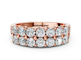 Rose gold Three-Row Round Diamond Channel Band with Shared Prong Setting_40