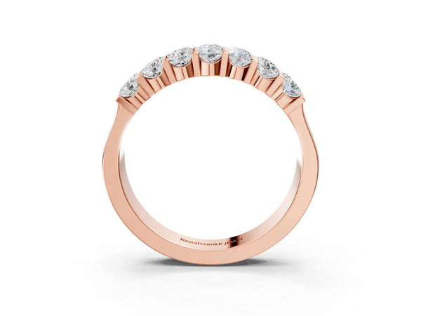 Rose gold Three-Row Round Diamond Channel Band with Shared Prong Setting