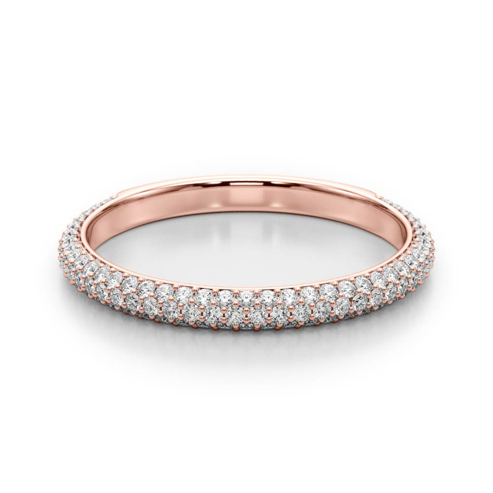 Rose gold Three-Row Round Diamond Pavé Eternity Band 1