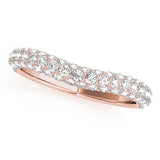 Rose gold Three-Row Round Diamond Pavé Eternity Band with Shared Prong Setting