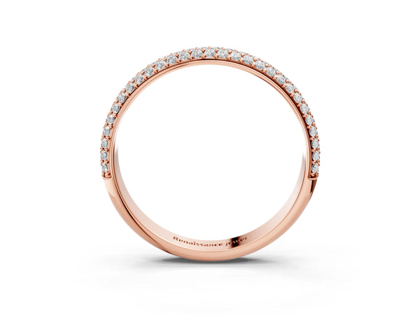 Rose gold Three-Row Round Diamond Pavé Eternity Band with Shared Prong Setting
