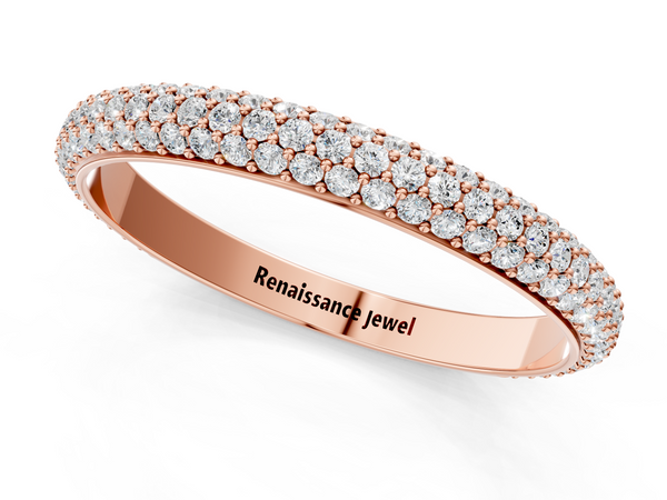 Rose gold Three-Row Round Diamond Pavé Eternity Band