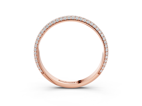Rose gold Three-Row Round Diamond Pavé Eternity Band