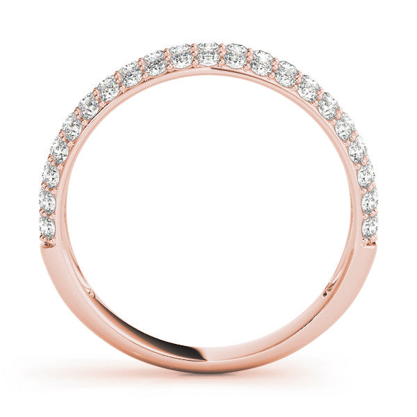 Rose gold Three-Row Round Diamond Pave Eternity Band with Shared Prong Setting 1