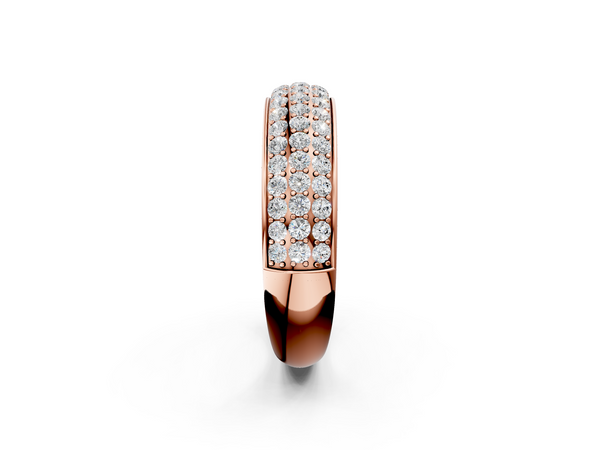 Rose gold Three-Row Round Diamond Eternity Band with Shared Prong Setting