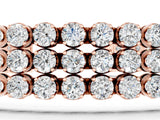 Rose gold Three-Row Round Diamond Tennis Bracelet with Bezel Setting_3