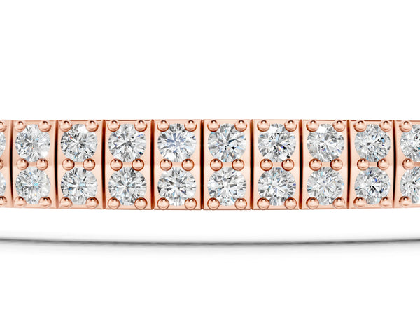 Rose gold Three-Row Round Diamond Tennis Bracelet with Prong Setting