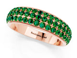 Rose gold Three-Row Round Emerald Eternity Band with Shared Prong Setting_7