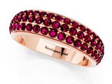 Rose gold Three-Row Round Garnet Eternity Band with Shared Prong Setting_7