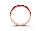 Rose gold Three-Row Round Garnet Eternity Band with Shared Prong Setting_9