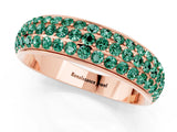 Rose gold Three-Row Round Green Sapphire Eternity Band with Shared Prong Setting_7