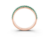 Rose gold Three-Row Round Green Sapphire Eternity Band with Shared Prong Setting_9