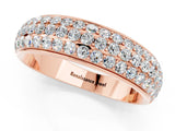 Rose gold Three-Row Round Moissanite Eternity Band with Shared Prong Setting_7