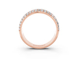 Rose gold Three-Row Round Moissanite Eternity Band with Shared Prong Setting_9