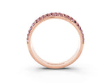 Rose gold Three-Row Round Morganite Eternity Band with Shared Prong Setting_9