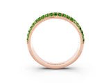 Rose gold Three-Row Round Peridot Eternity Band with Shared Prong Setting_9