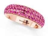 Rose gold Three-Row Round Pink Sapphire Eternity Band with Shared Prong Setting_19