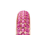 Rose gold Three-Row Round Pink Sapphire Eternity Band with Shared Prong Setting_23