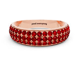 Rose gold Three-Row Round Ruby Eternity Band with Shared Prong Setting_6