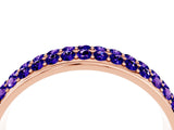 Rose gold Three-Row Round Tanzanite Eternity Band with Shared Prong Setting_10
