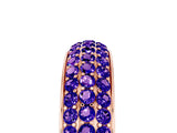 Rose gold Three-Row Round Tanzanite Eternity Band with Shared Prong Setting_11