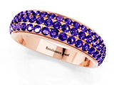 Rose gold Three-Row Round Tanzanite Eternity Band with Shared Prong Setting_7