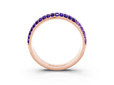 Rose gold Three-Row Round Tanzanite Eternity Band with Shared Prong Setting_9