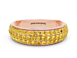 Rose gold Three-Row Round Yellow Sapphire Eternity Band with Shared Prong Setting_18