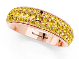 Rose gold Three-Row Round Yellow Sapphire Eternity Band with Shared Prong Setting_19