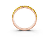 Rose gold Three-Row Round Yellow Sapphire Eternity Band with Shared Prong Setting_21