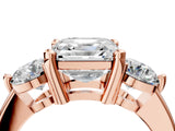 Rose gold Three-Stone Asscher Brilliant Cut Solitaire Ring with Prong Setting on a Classic Band 5