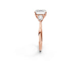 Rose gold Three-Stone Asscher Cut Brilliant Diamond Solitaire Ring with Tapered Band and Four-Prong Setting_5
