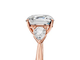Rose gold Three-Stone Asscher Cut Brilliant Diamond Solitaire Ring with Tapered Band and Four-Prong Setting_8