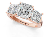 Rose gold Three-Stone Asscher Cut Brilliant Diamond Trellis Ring with Comfort Fit Band_4